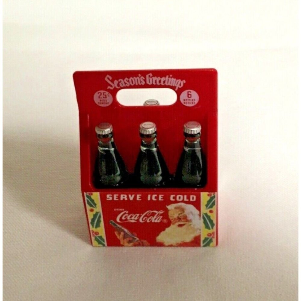 Coca Cola Bottles & Crate Christmas Ornament Santa St Nicolas Miniature 2011